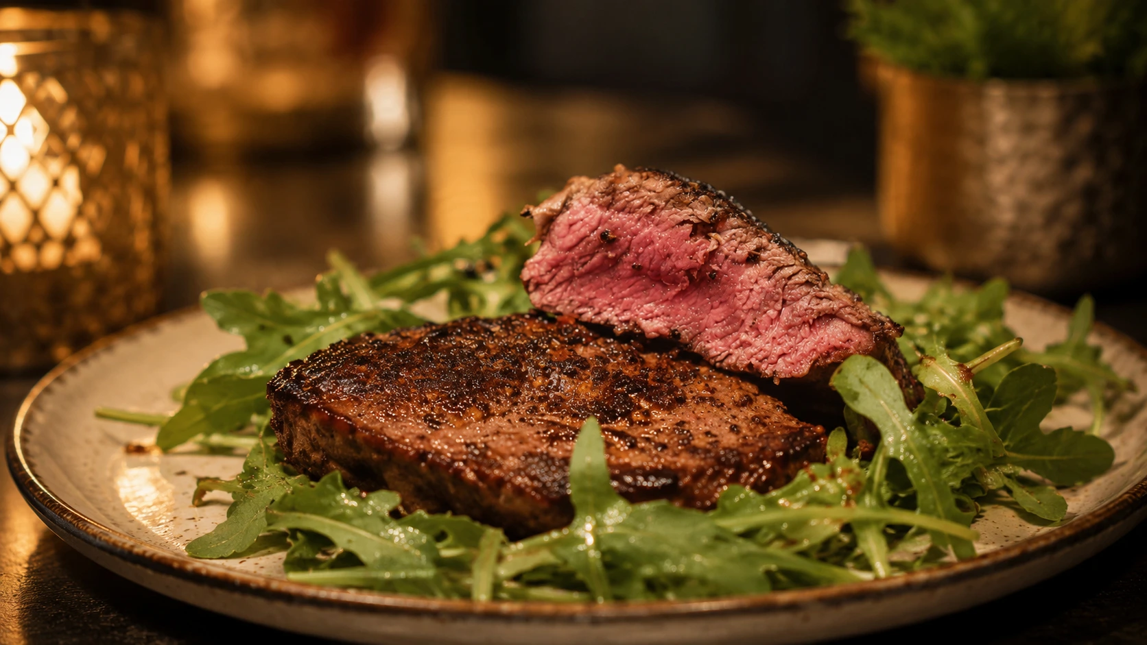 Medium rare steak van de grill